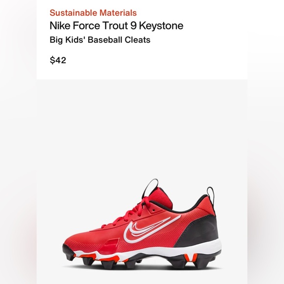 Nike Force Trout Kids Baseball Cleats Red Black White Size 3Y - Picture 6 of 6